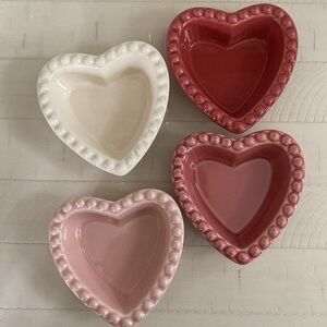 Brand New William Sonoma Beaded Heart Shape Ramekins Set of 4